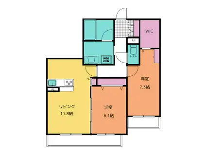 エクラシエN(2LDK/2階)の間取り写真