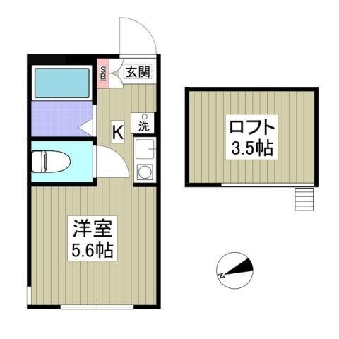 G・Aヒルズ金沢文庫(ワンルーム/2階)の間取り写真