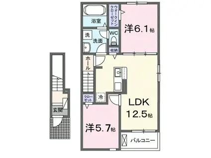 ヴァーサ・メローネIII(2LDK/2階)の間取り写真