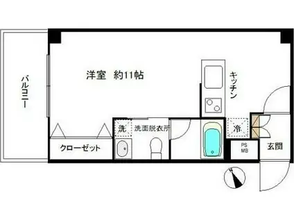 サンビューハイツ市ヶ尾(1K/3階)の間取り写真