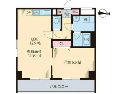 クレストヒル桃ヶ丘(1LDK/6階)の間取り写真