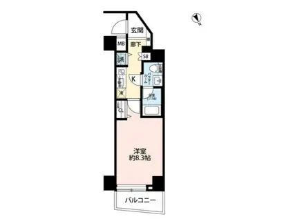 プレール・ドゥーク中板橋(1K/9階)の間取り写真