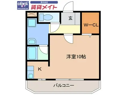 メゾントルヴェール(ワンルーム/2階)の間取り写真