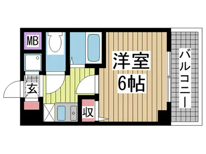 アスール神戸(1K/2階)の間取り写真