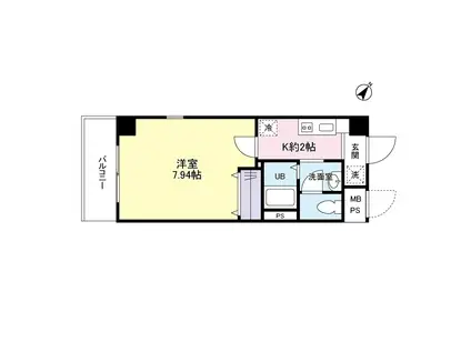 ラ・フォンテ神戸長田(1K/4階)の間取り写真