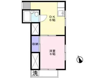 コーポ笠原(1DK/2階)の間取り写真