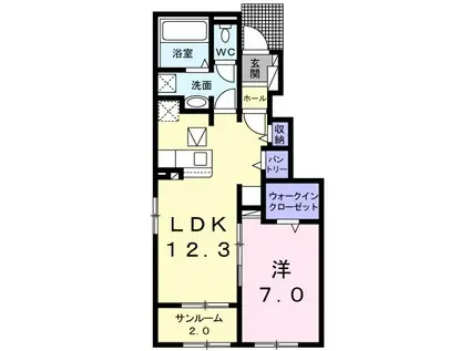 メゾン ド フレーシュ下宮永B(1LDK/1階)の間取り写真