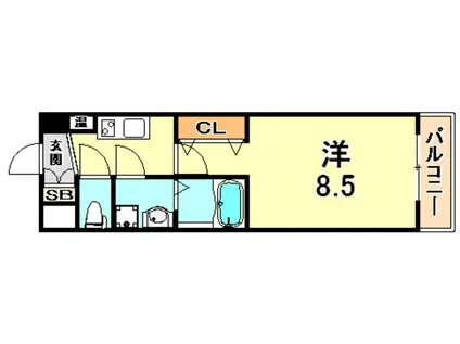 ロアール神戸住吉(1K/4階)の間取り写真