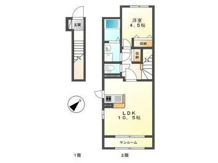 レガーロ(1LDK/2階)の間取り写真