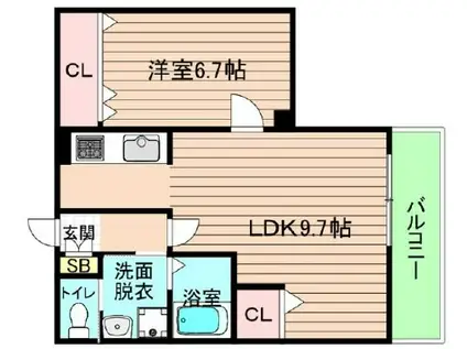 和 ハイツII(1LDK/4階)の間取り写真