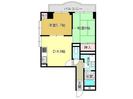 サンプラザ神楽(2DK/2階)の間取り写真