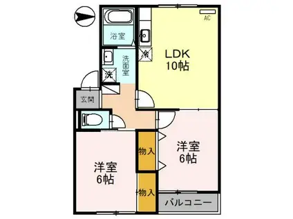パークシャトルA(2LDK/1階)の間取り写真