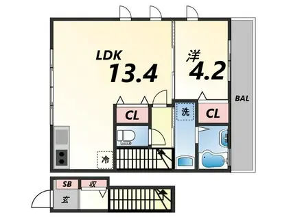 MAISONMOMO ゼロ(1LDK/1階)の間取り写真