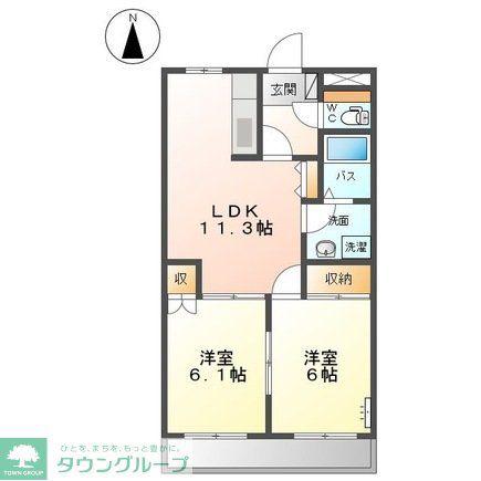 エスポアールK(2LDK/2階)の間取り写真