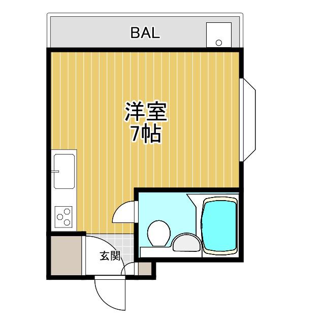 パセオ梅北(ワンルーム/2階)の間取り写真