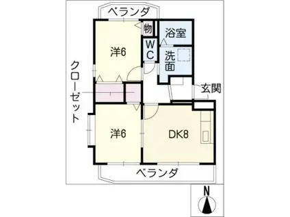 グランドソレーユ(2DK/2階)の間取り写真