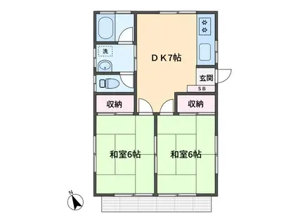 石川コーポ(2DK/1階)の間取り写真