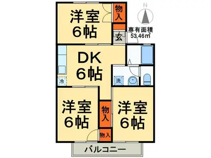 セジュール光(3DK/2階)の間取り写真