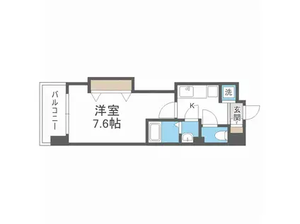 LUXE難波西III(1K/4階)の間取り写真