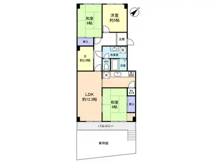 花見川ロイヤルマンション(3SLDK/1階)の間取り写真