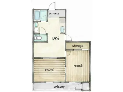 明輝ビル(2DK/3階)の間取り写真