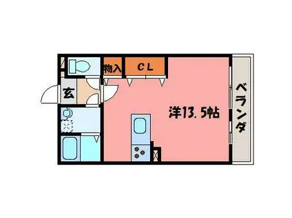 パールコート(ワンルーム/3階)の間取り写真