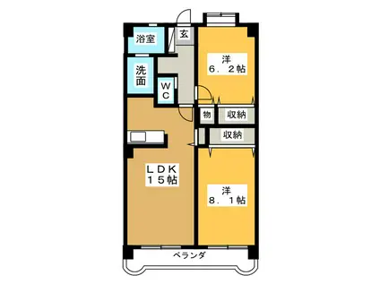 ラフィーネ掛川BII(2LDK/3階)の間取り写真