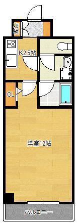 ウエストSIDE(1K/7階)の間取り写真