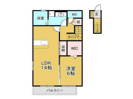 DROOM八乙女中央 C棟(1LDK/2階)の間取り写真