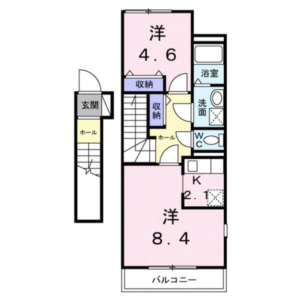 エミールシャラン・Ⅱ(1LDK/2階)の間取り写真