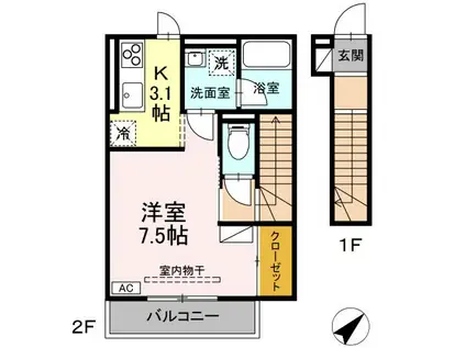 メゾン・ド・マイ(1K/2階)の間取り写真