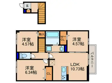 エレガンスコートヤマヤ(3LDK/2階)の間取り写真