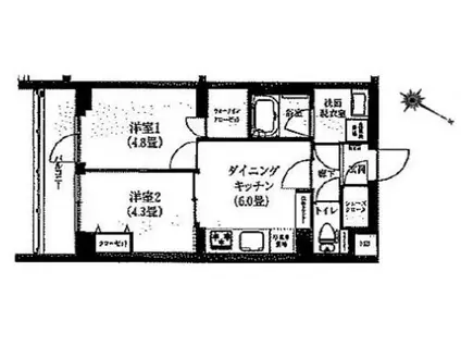 ルフレ世田谷ノール(2DK/1階)の間取り写真