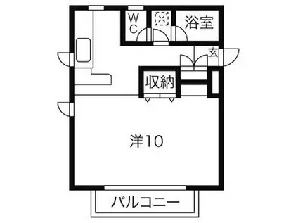 ウェルネス(1K/2階)の間取り写真