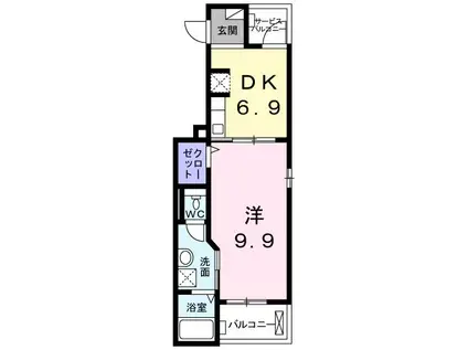 ベル・グラッドシエル(1DK/3階)の間取り写真