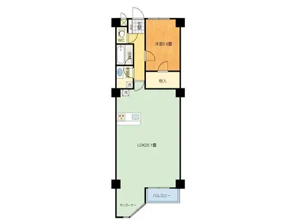 ヴィラ・フェリア伊東(1LDK/5階)の間取り写真