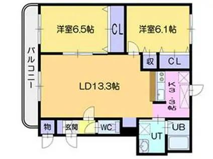 ルシェリア(2LDK/1階)の間取り写真