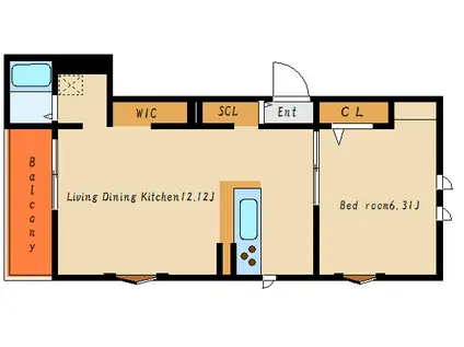  西新町PJ(1LDK/1階)の間取り写真