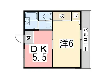 ベル新在家(1DK/2階)の間取り写真