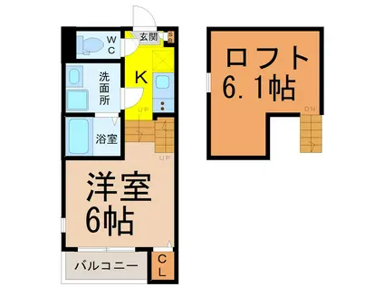 天白区大坪二丁目Bコーポ(1SK/1階)の間取り写真