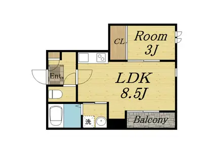 GRANDTIC LAULEA 小林(1LDK/1階)の間取り写真