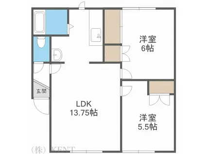 ベルコート(2LDK/2階)の間取り写真