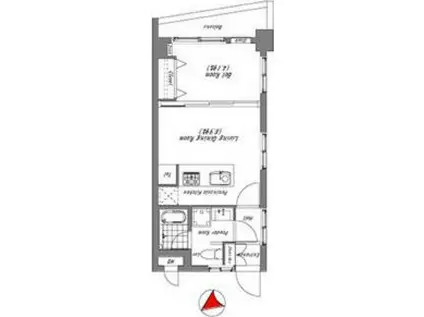 JR山手線 恵比寿駅 徒歩10分 無 3口コンロ 5月入居可(1LDK/2階)の間取り写真