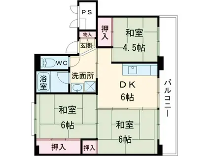ビレッジハウス燕2号棟(3DK/2階)の間取り写真