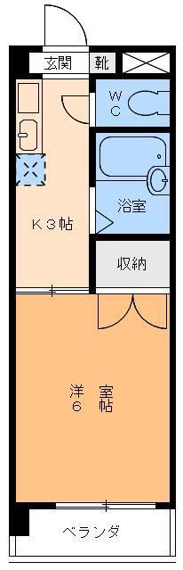 エクレール道後(1K/3階)の間取り写真