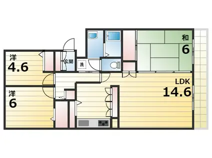 西神中央ウェステージ 壱番館(3LDK/14階)の間取り写真