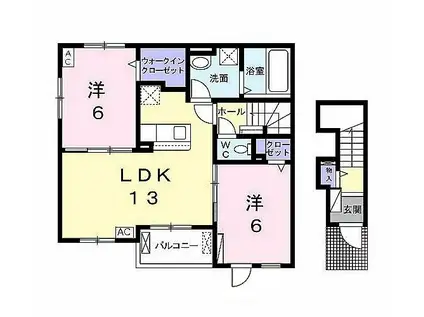 ラ カーサ ブラン(2LDK/2階)の間取り写真