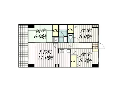 ロイヤルステージ本千葉(3LDK/10階)の間取り写真