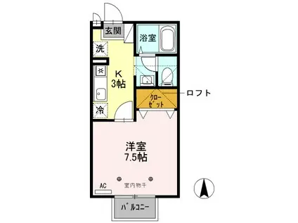 ルーチェ A/B(1K/2階)の間取り写真