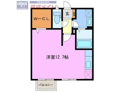 コーポ青葉(ワンルーム/2階)の間取り写真